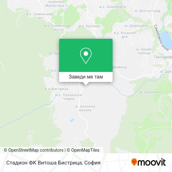 Стадион ФК Витоша  Бистрица карта