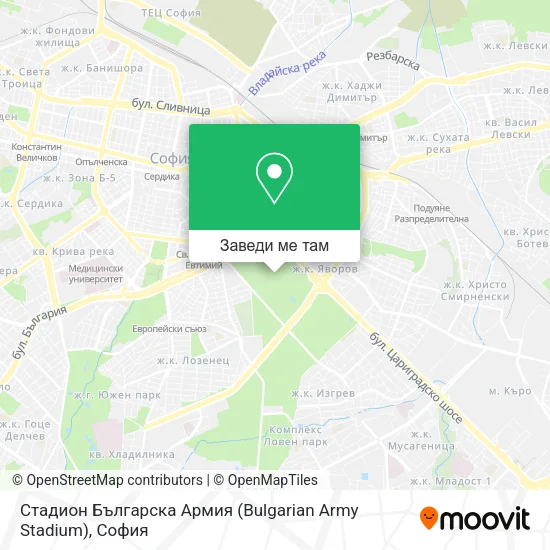 Стадион  Българска Армия  (Bulgarian Army Stadium) карта