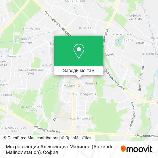 Метростанция  Александър Малинов  (Alexander Malinov station) карта