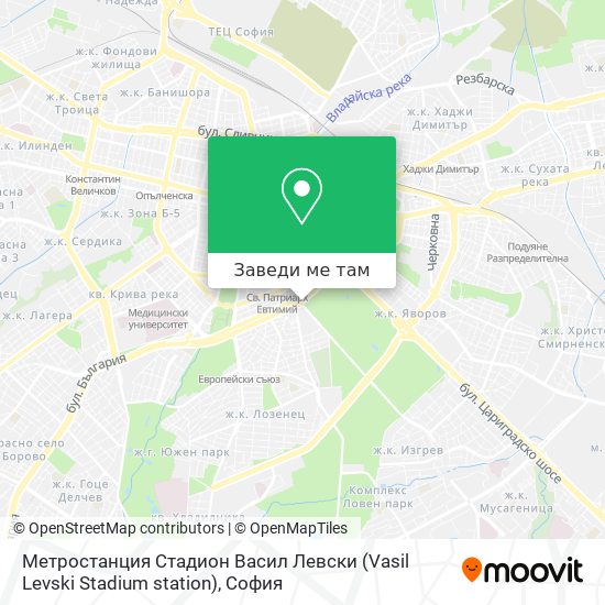 Метростанция Стадион Васил Левски (Vasil Levski Stadium station) карта