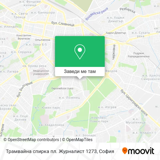 Трамвайна спирка  пл. Журналист  1273 карта