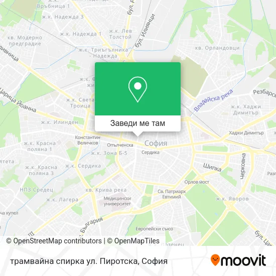 трамвайна спирка ул. Пиротска карта