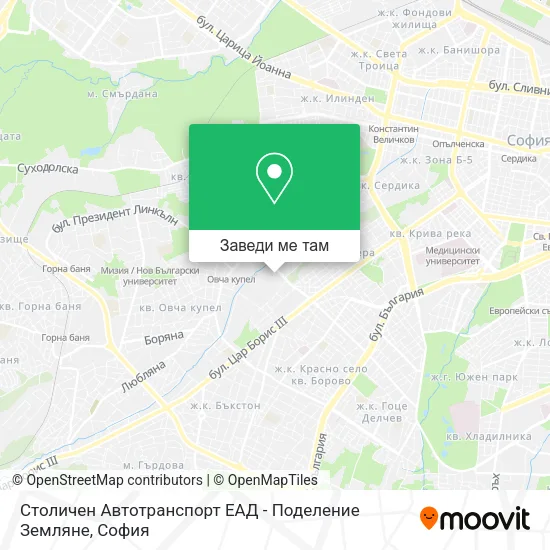 Столичен Автотранспорт ЕАД - Поделение  Земляне карта