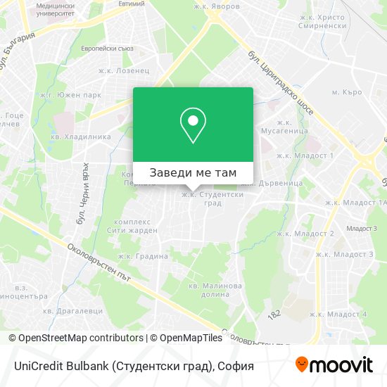 UniCredit Bulbank (Студентски град) карта