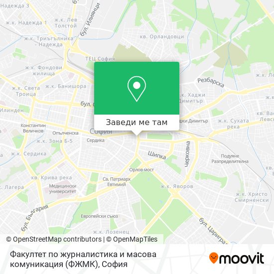 Факултет по журналистика и масова комуникация (ФЖМК) карта