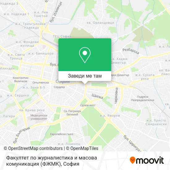Факултет по журналистика и масова комуникация (ФЖМК) карта