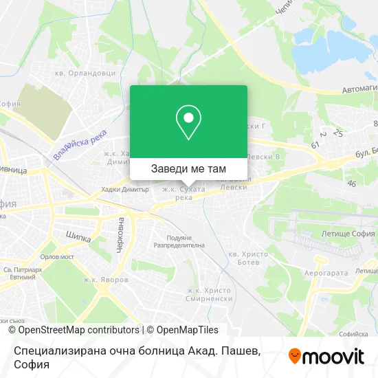 Специализирана очна болница  Акад. Пашев карта