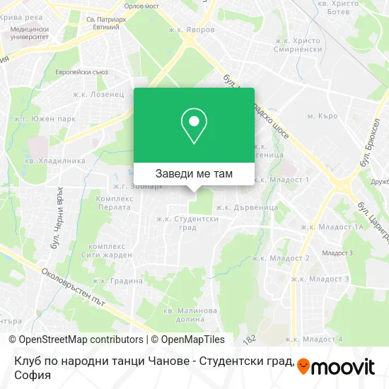 Клуб по народни танци Чанове - Студентски град карта