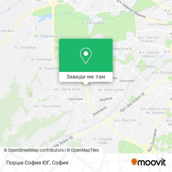 Порше София ЮГ карта