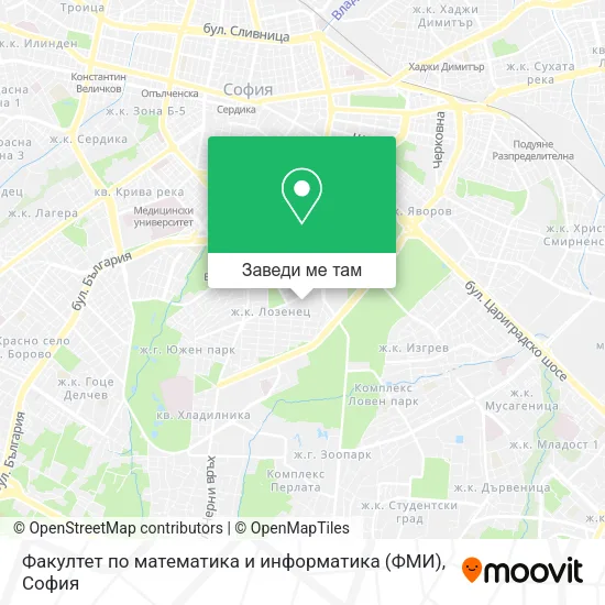 Факултет по математика и информатика (ФМИ) карта