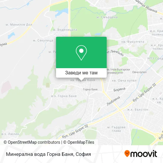 Минерална вода  Горна Баня карта