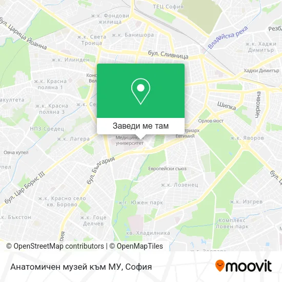 Анатомичен музей към МУ карта