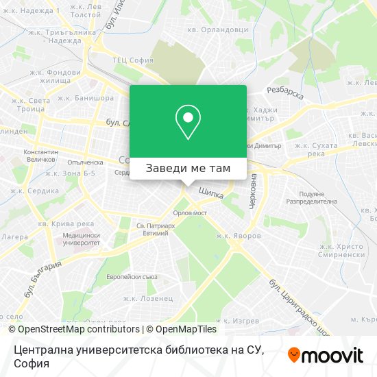 Централна университетска библиотека на СУ карта