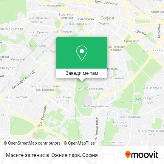 Масите за тенис в Южния парк карта