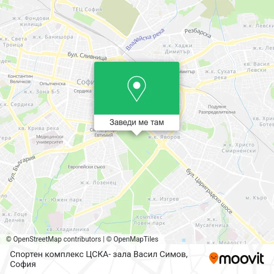 Спортен комплекс ЦСКА- зала Васил Симов карта