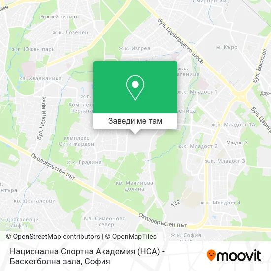 Национална Спортна Академия (НСА) - Баскетболна зала карта