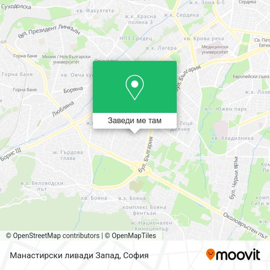 Манастирски ливади Запад карта