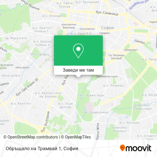 Обръщало на Трамвай 1 карта