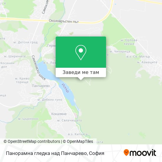 Панорамна гледка над Панчарево карта