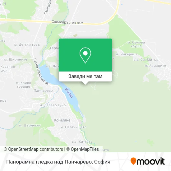 Панорамна гледка над Панчарево карта