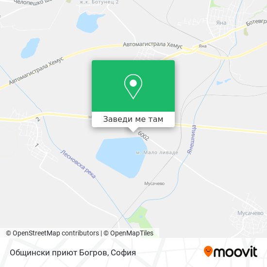 Общински приют  Богров карта