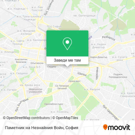 Паметник на Незнайния Войн карта