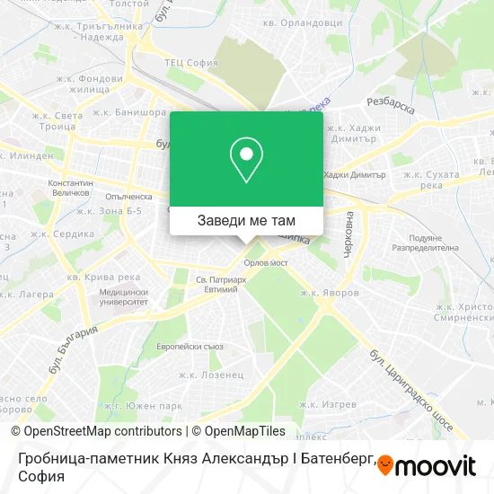 Гробница-паметник  Княз Александър I Батенберг карта