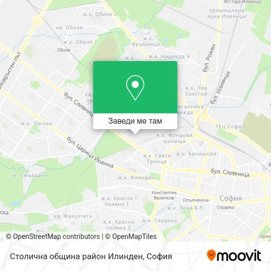 Столична община район  Илинден карта