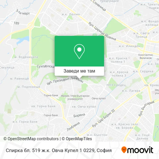 Спирка  бл. 519 ж.к. Овча Купел 1  0229 карта