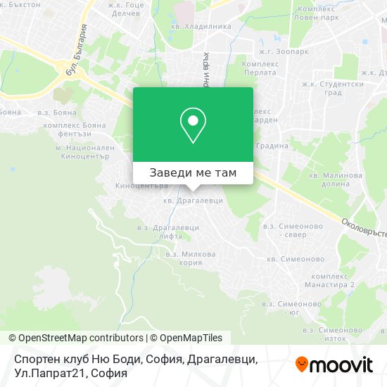 Спортен клуб Ню Боди, София, Драгалевци, Ул.Папрат21 карта
