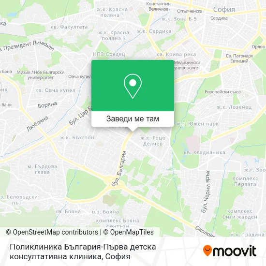 Поликлиника България-Първа детска консултативна клиника карта