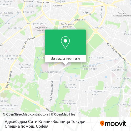 Аджибадем Сити Клиник-болница Токуда-Спешна помощ карта