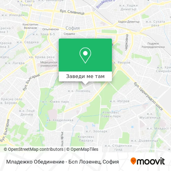 Младежко Обединение - Бсп Лозенец карта
