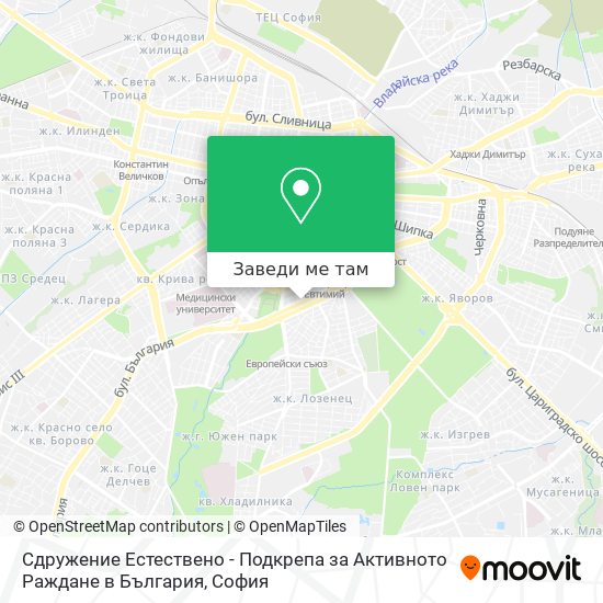 Сдружение Естествено - Подкрепа за Активното Раждане в България карта