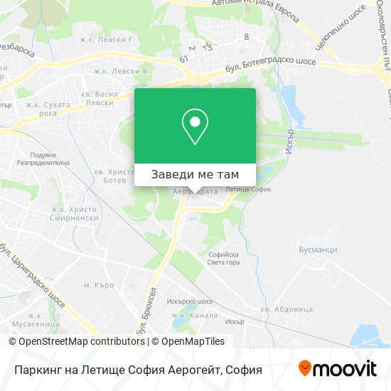 Паркинг на Летище София Аерогейт карта