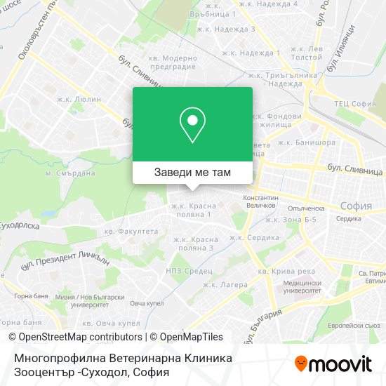 Многопрофилна Ветеринарна Клиника Зооцентър -Суходол карта