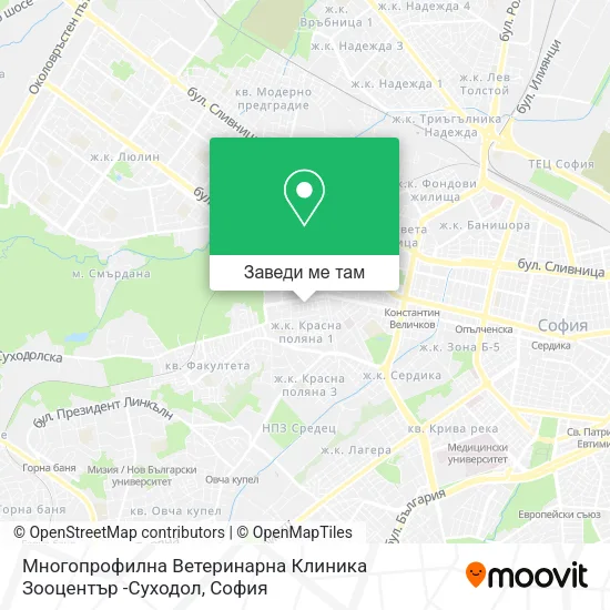 Многопрофилна Ветеринарна Клиника Зооцентър -Суходол карта