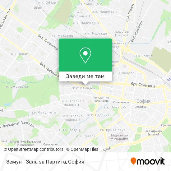 Земун - Зала за Партита карта