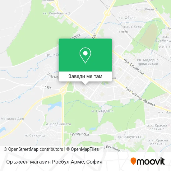 Оръжеен магазин Росбул Армс карта