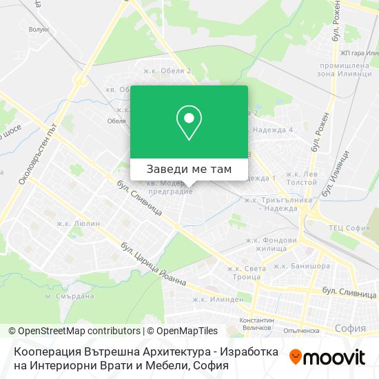Кооперация Вътрешна Архитектура - Изработка на Интериорни Врати и Мебели карта