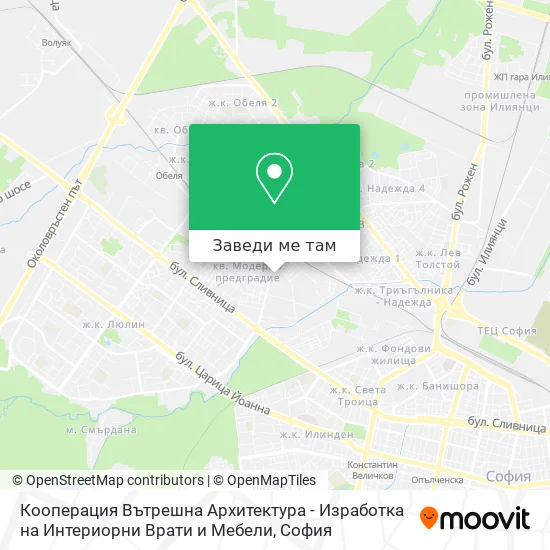 Кооперация Вътрешна Архитектура - Изработка на Интериорни Врати и Мебели карта