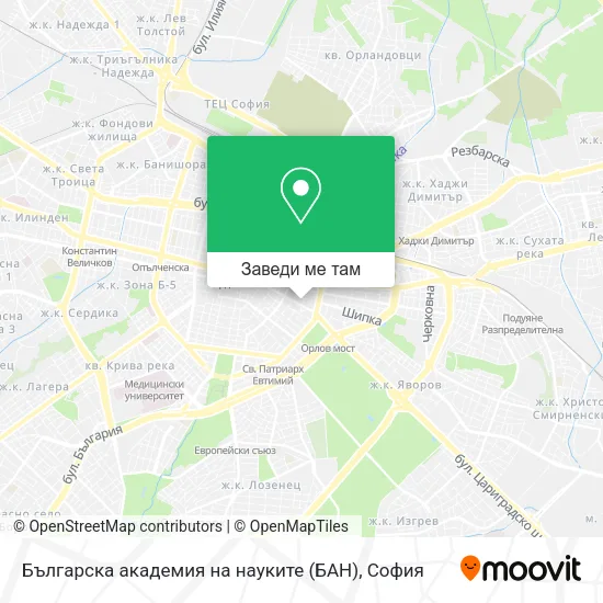 Българска академия на науките (БАН) карта