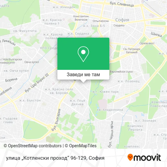 улица „Котленски проход“ 96-129 карта