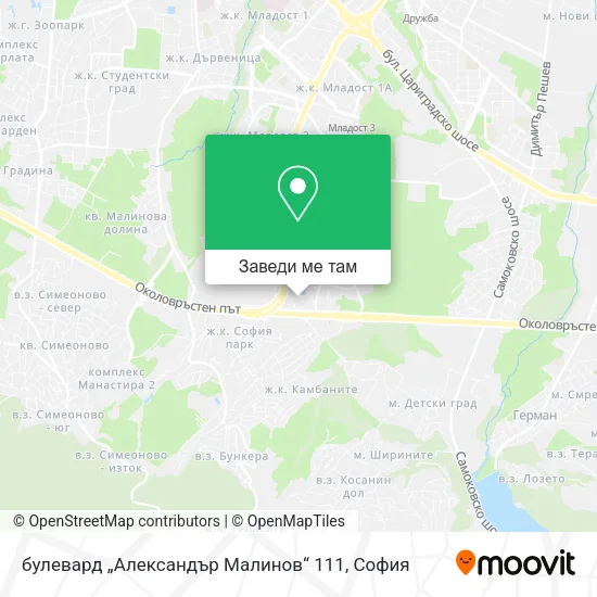 булевард „Александър Малинов“ 111 карта
