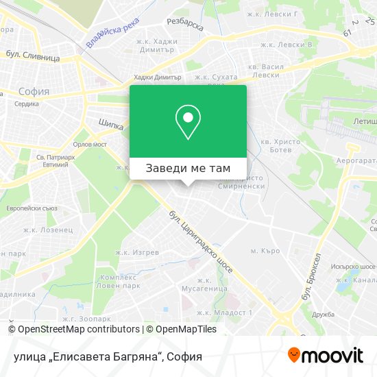 улица „Елисавета Багряна“ карта