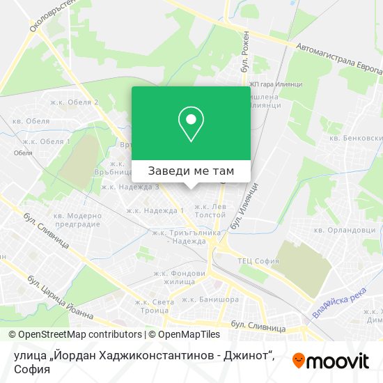 улица „Йордан Хаджиконстантинов - Джинот“ карта