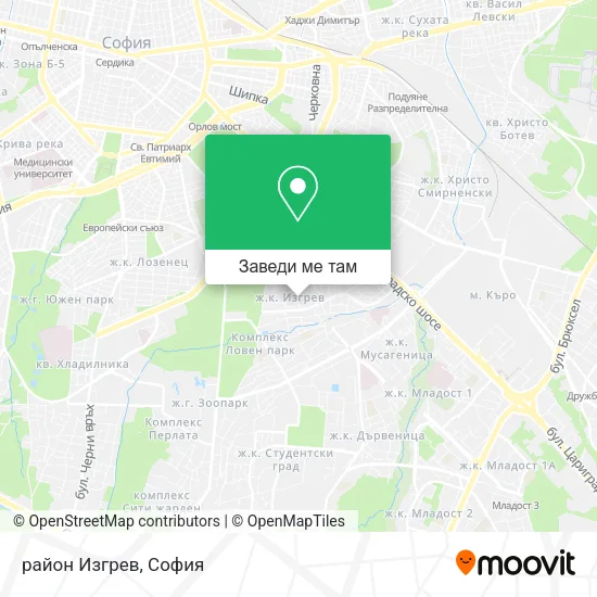 район Изгрев карта