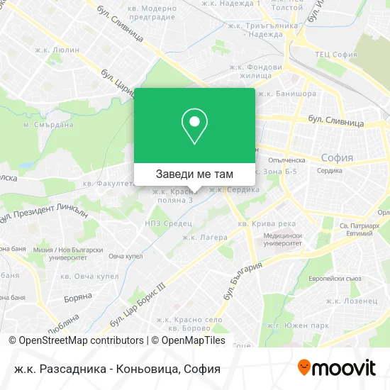 ж.к. Разсадника - Коньовица карта