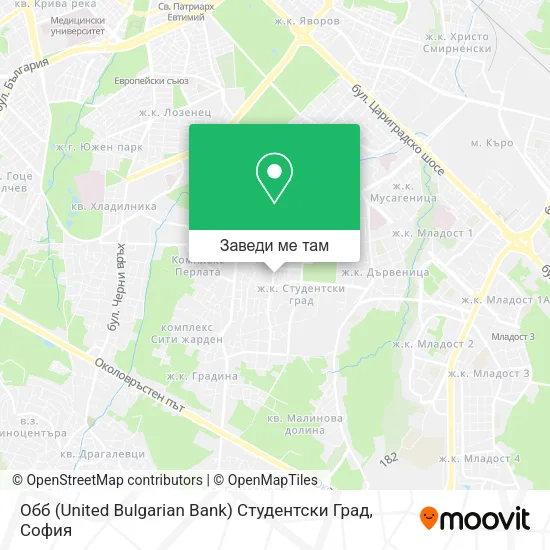 Обб (United Bulgarian Bank) Студентски Град карта