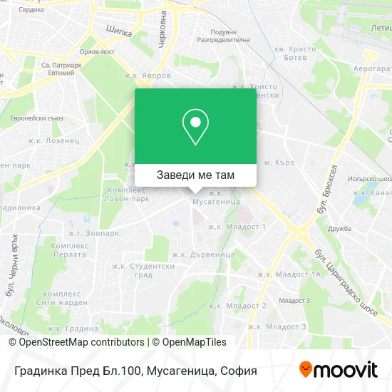 Градинка Пред Бл.100, Мусагеница карта